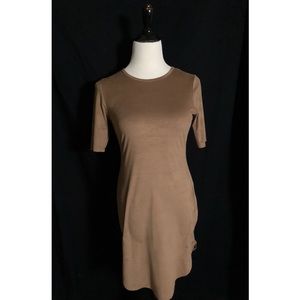Tan “suede” t shirt dress
